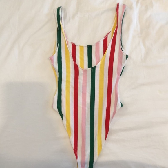 Bershka multicolour stripe sleeveless bodysuit. Size XS. NWT. - Picture 4 of 9